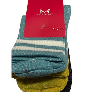 Women’s Ankle Glitter Socks Gold Aqua Black 3 pack fit 5-8